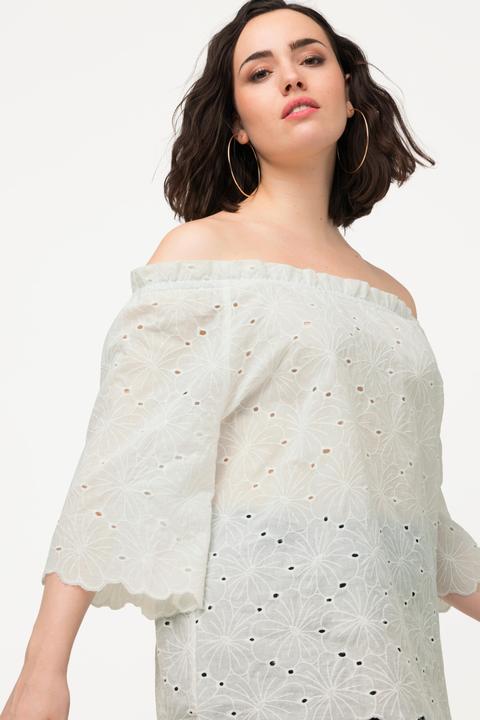 Produktbild Ulla Popken Carmenbluse, schulterfrei, A-Linie, Spitze, Halbarm (46, 48)