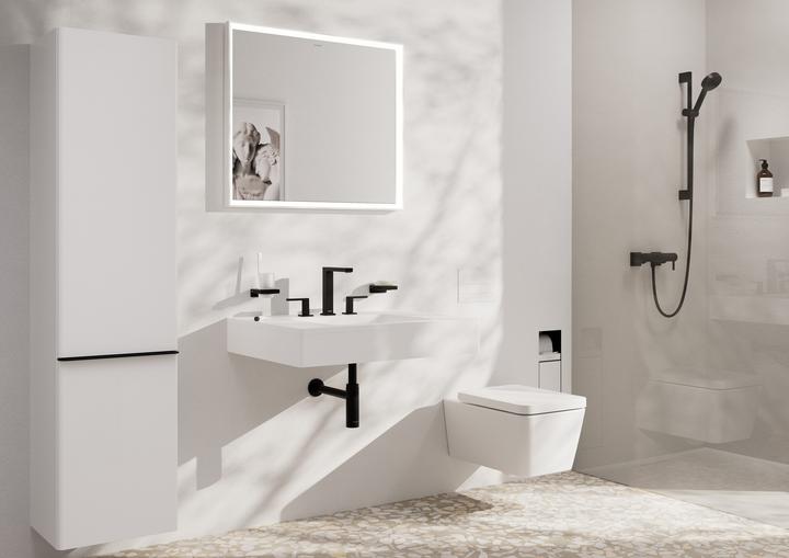 Actual product image hansgrohe Tecturis E 3-gats wastafelkraan 150 met afvoerplug mat zwart