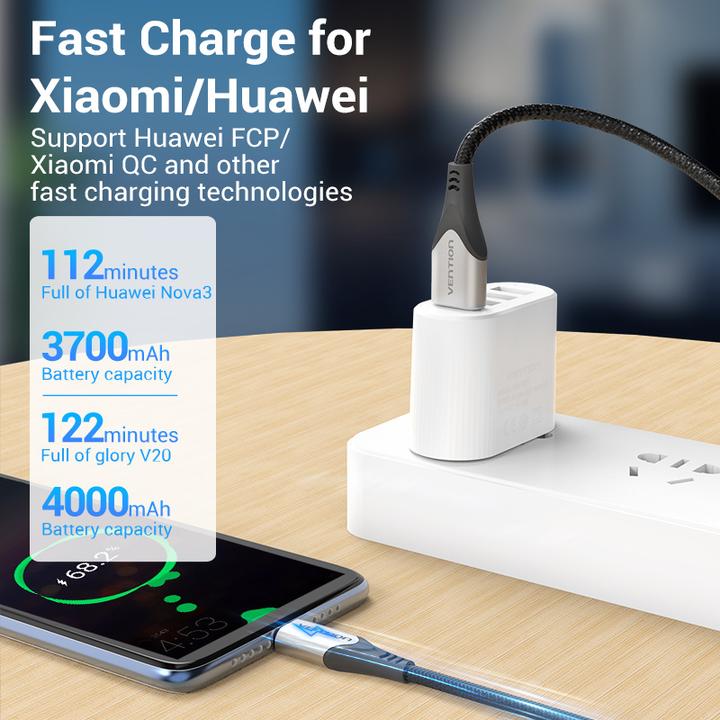 Produktbild Vention USB 2.0 A to USB-C 3A Cable CODHH 2m Gray (2 m, USB 2.0, 60 W)