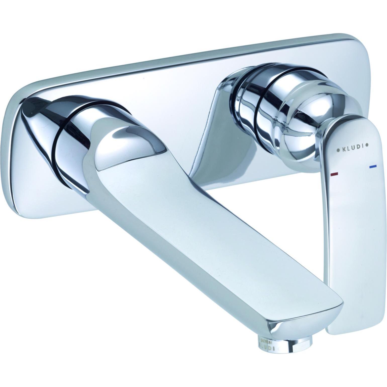 Kludi, Rubinetteria per bagno, BALANCE Mitigeur monocommandé mural encastré pour lavabo à deux trous, saillie du bec mural 185mm