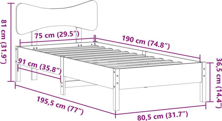 Produktbild vidaXL Bettgestell (75 x 190 cm)