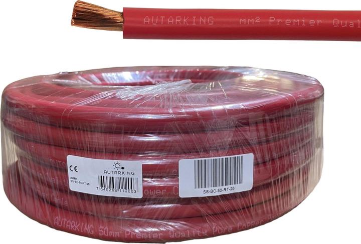 Autarking Batterie / Anlasserkabel Hochflexibel - 50mm2 rot -25m