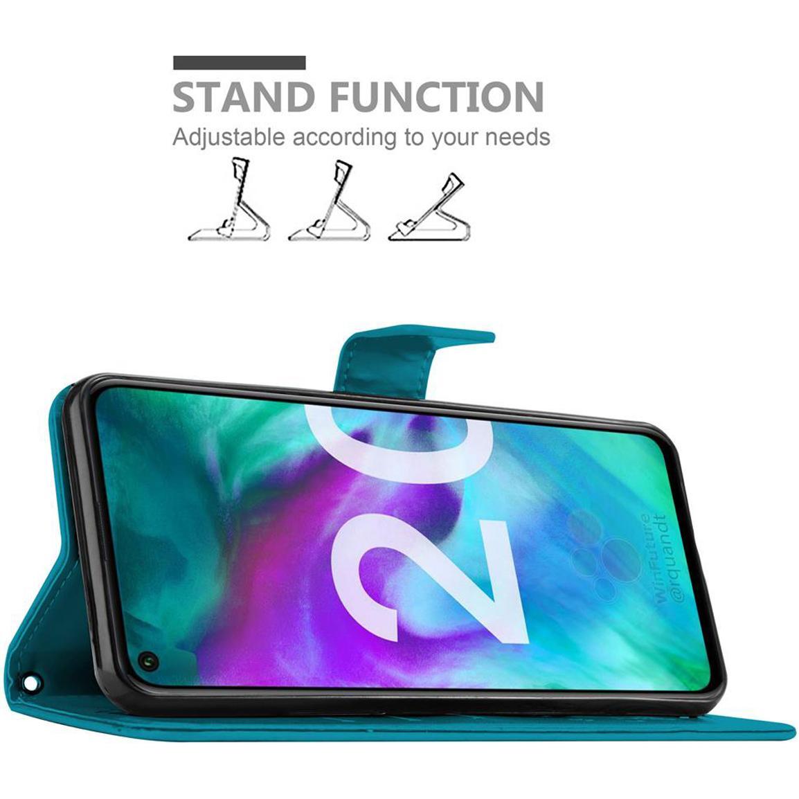 Thumbnail - Cadorabo Flower Book Cover (Honor 20), Smartphone Hülle, Blau