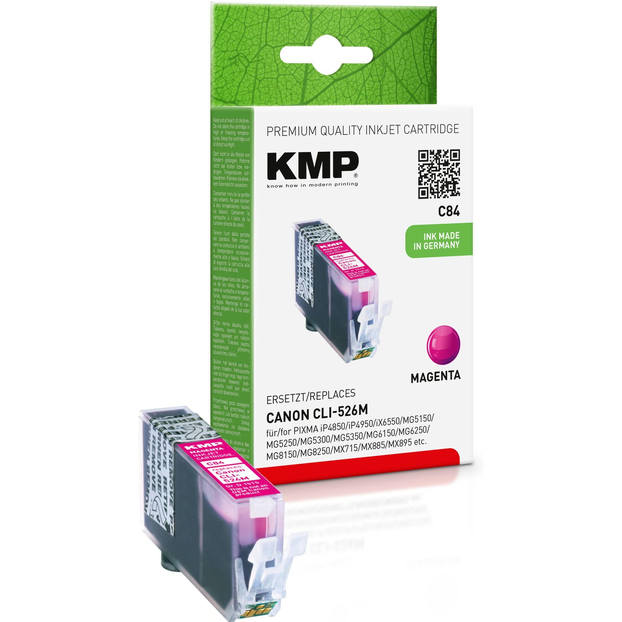 KMP, Druckerpatrone, C84 Tintenpatrone kompatibel mit Canon CLI-526 M (M)