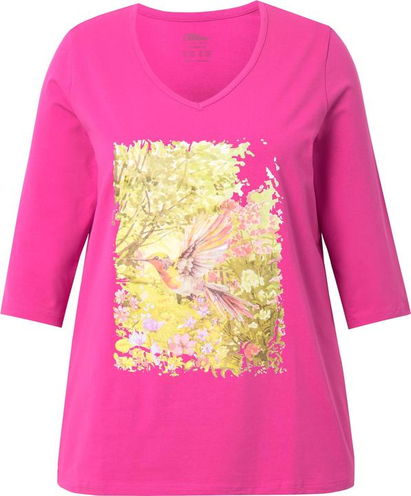 Produktbild Ulla Popken Shirt, Natur-Motiv, A-Linie, V-Ausschnitt, 3/4-Arm (50, 52)