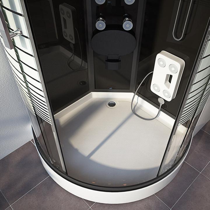 Produktbild Home Deluxe Dampfdusche mit Wasserfall Dampfsauna MANTA BLACK L, 100x100x220cm