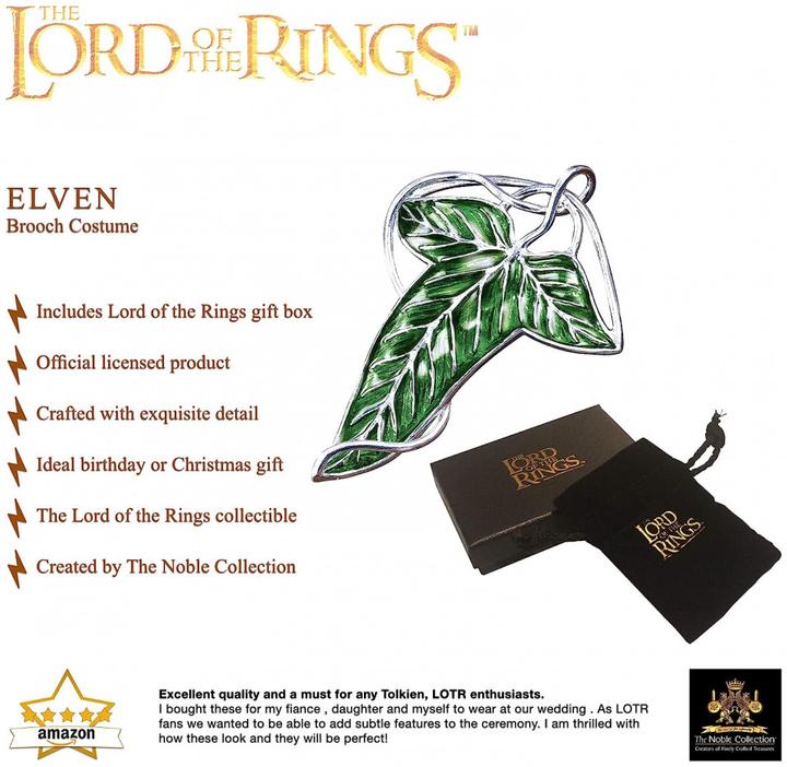 Actual product image Noble Collection Lord of the Rings Brooch Elvish Leaf Brooch (silver plated)