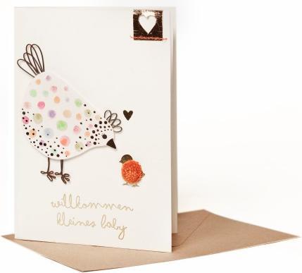 Produktbild Good Old Friends Crazy Chicken Karte "Willkommen kleines Baby" von