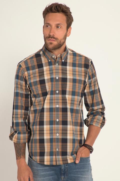 Produktbild JP1880 Karohemd, Langarm, Buttondown-Kragen, Modern Fit (3XL)