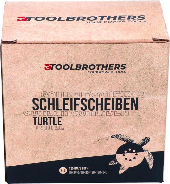 Actual product image Tool Brothers TURTLE grinding set 125mm Velcro 8 hole each 10x P40 / P60 / P80 / P120 / P180 / 240 for har (P80, P180, P240, P60, P120, P40)