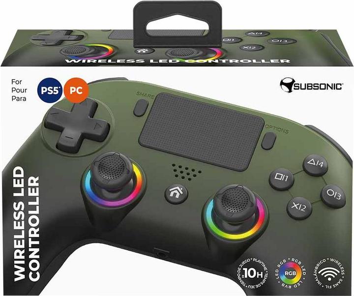 Actual product image Subsonic PS5 Wireless LED Controller - Green (PC, PS5)