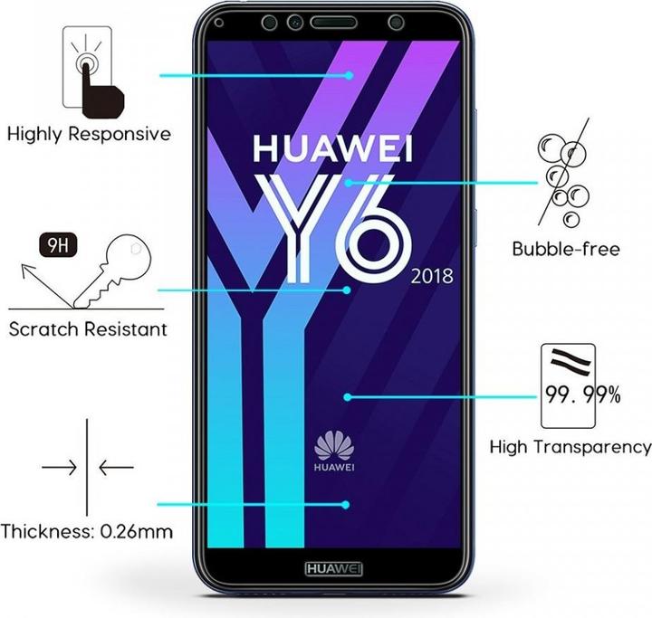 Actual product image Screenguard Huawei Y6 2018 Full Screen Protective Glass Film 2.5D 9H (1 pcs., Huawei Y6 (2018))
