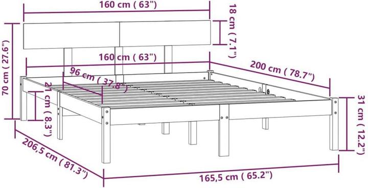 Produktbild vidaXL Bettrahmen (160 x 200 cm)