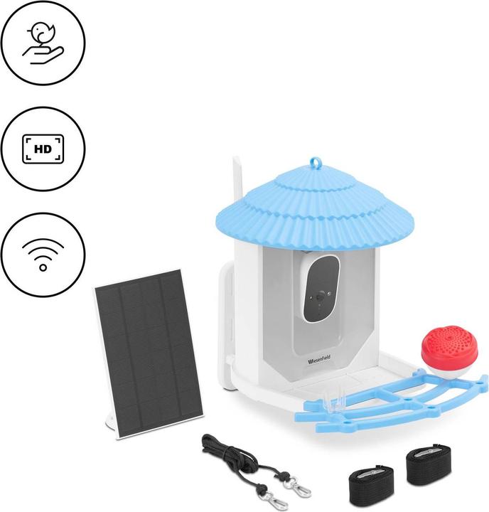 Produktbild Wiesenfield Vogelfutterhaus mit Kamera HD 4 MP Solar Vogelhaus Wlan Vogelhaus Mini-Kamera