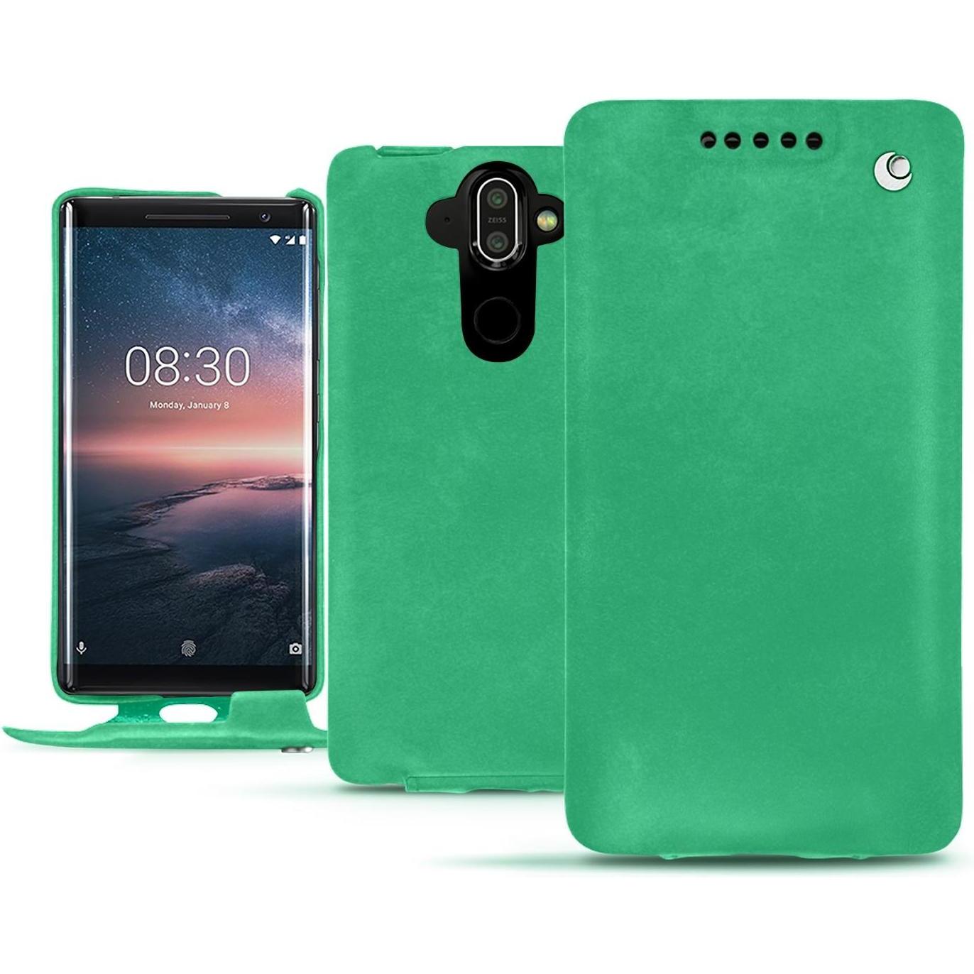 Noreve Lederschutzhülle vertikal (Nokia 8 Sirocco), Smartphone Hülle, Grün