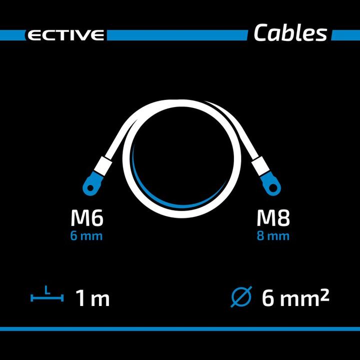 Ective H07V-K Batteriekabelsatz rot/schwarz Grösse: M8/M8 Länge cm: 100 Querschnitt mm²: 6mm² (1 m)