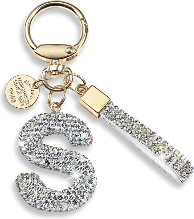Actual product image Swissdetector Keyring with initial - S - Strass - Glitter - Silver