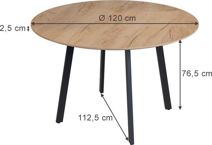 Image du produit Vicco Esstisch Halvar, Schwarz/Goldkraft Eiche, 120 x 120 cm