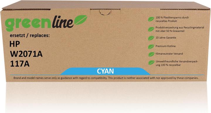 Actual product image Inkadoo Toner greenline replaces HP W 2071 A / 117A XL toner, cyan Cyan (C)