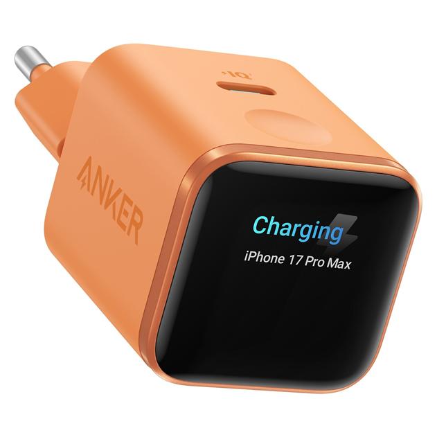 Anker 1x Usb-C, Displayanzeige, Ki-Steuerung Nano Charger Orange (45 W, 1 Port), Usb Ladegerät, Orange