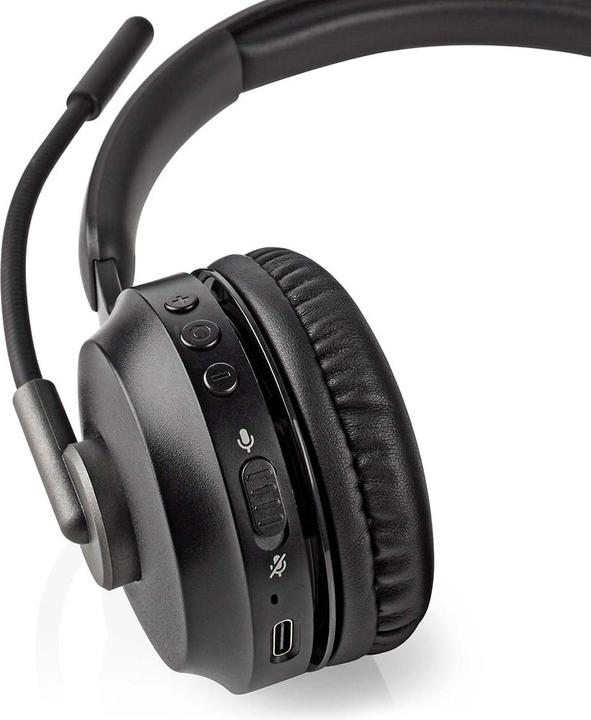 Image du produit Nedis Casque pour PC | Sur l'oreille | Stéréo | Bluetooth | Microphone pliable | Noir (Sans fil, USB-C)