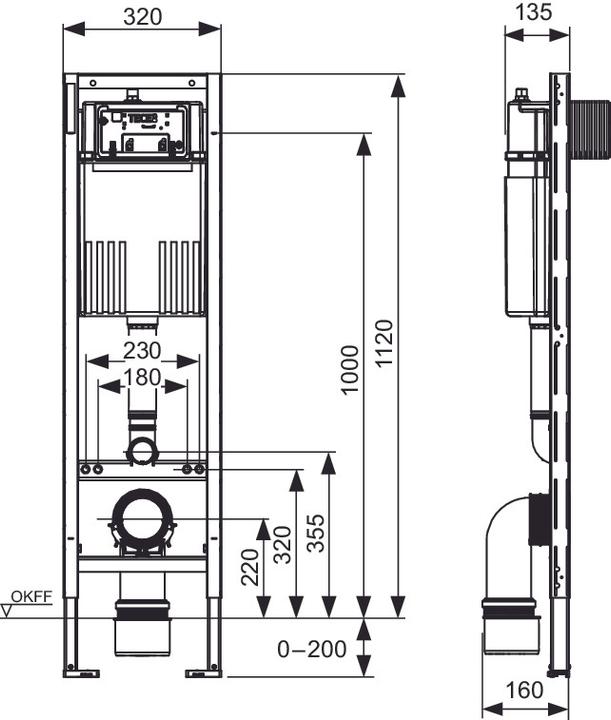 Productafbeelding TECE TECEprofil WC-module met reservoir Compact 320, hoogte 1120 mm, 9300600
