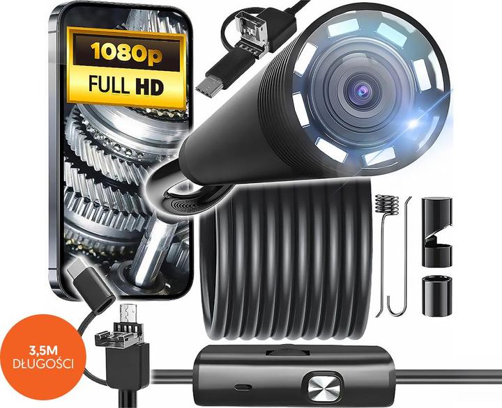 Actual product image Lasmex Endoscope camera 3.5m lens 8/7/5.5mm USB-C/Micro-USB LTC