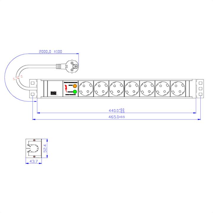 Immagine prodotto Bachmann Cavo di prolunga (rack (7x, CEE 7/3, 2 m)