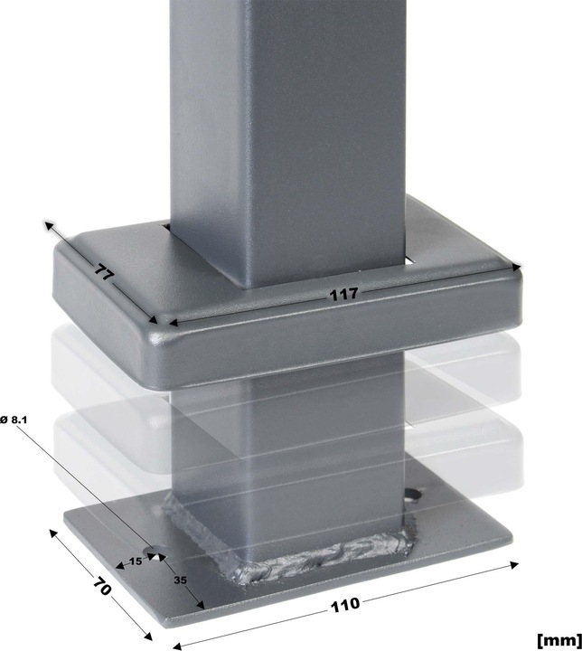 Produktbild Wiltec Toboli Paketbox Ständer 610x115x1500mm Briefkasten Standfuss Standbriefkasten