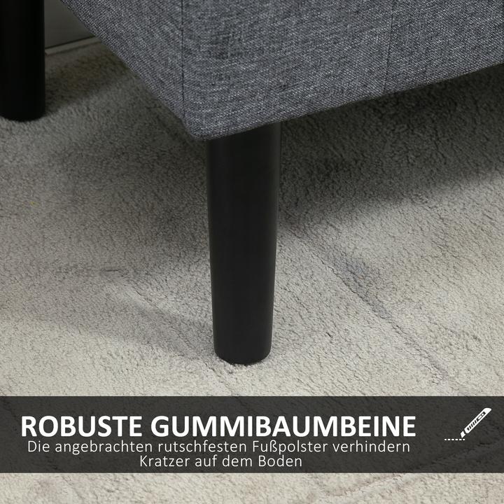 Actual product image Homcom Sitzbank Polyester, Gummiholz Hellgrau+Schwarz (44 cm)