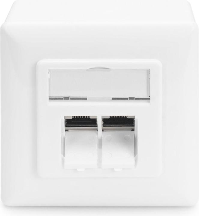 Actual product image Digitus 5x surface mount data junction box 2xRJ45 40 degree socket angle white Cat5e fully shielded RAL 9010 (Network cable)