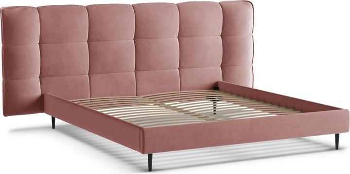 Actual product image Micadoni Velvet Storage Bed With Headboard, "Eric", Flamingo, 220x270x114 Made in Europe (180 x 200 cm)