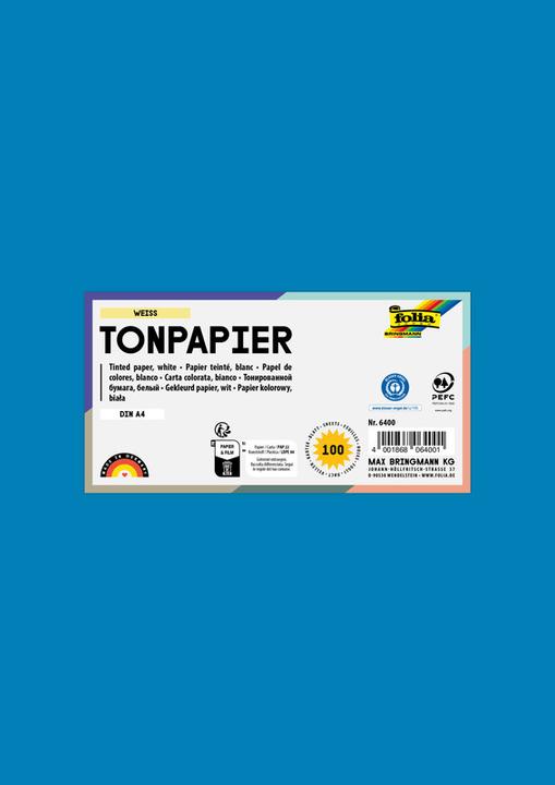 Produktbild Folia Tonpapier, DIN A4, 130 g/qm, mittelblau (130 g/m², 100x)
