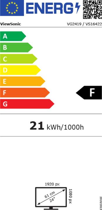 Energy Label Viewsonic Ergonomic VG2419 (1920 x 1080 pixels, 23.80")