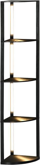 Image du produit Swisshandel24 Lampadaire LED, étagère d'angle, dimmable, 4 étagères, lumière blanc chaud, 41x30x164cm, noir (1530 lm)