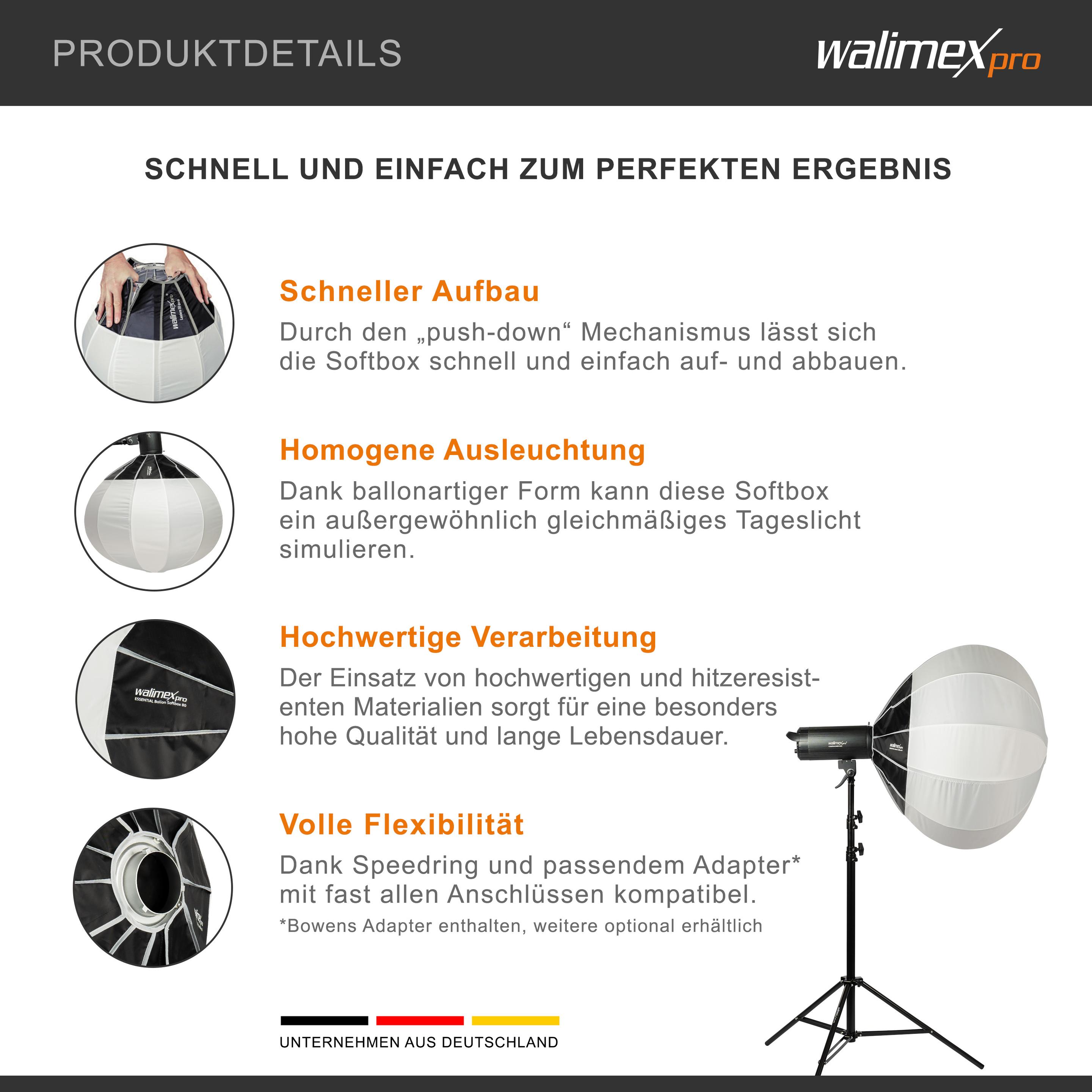 Thumbnail - Walimex pro Essential Ballon Softbox 80 Profoto (Softbox), Softbox + Reflektor