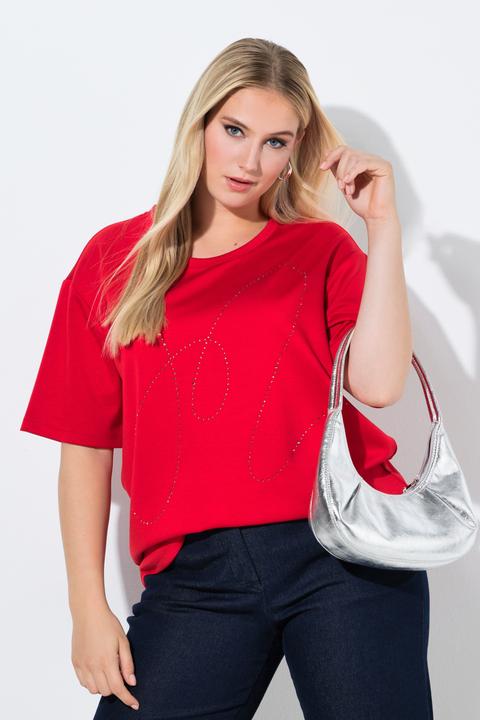 Produktbild Ulla Popken Sweatshirt, Ziersteine, Rundhals, Halbarm, Modalmix (62)
