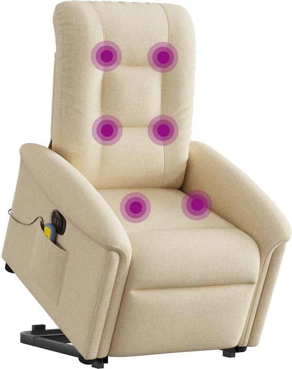 Produktbild vidaXL Massagesessel mit Aufstehhilfe Creme Stoff