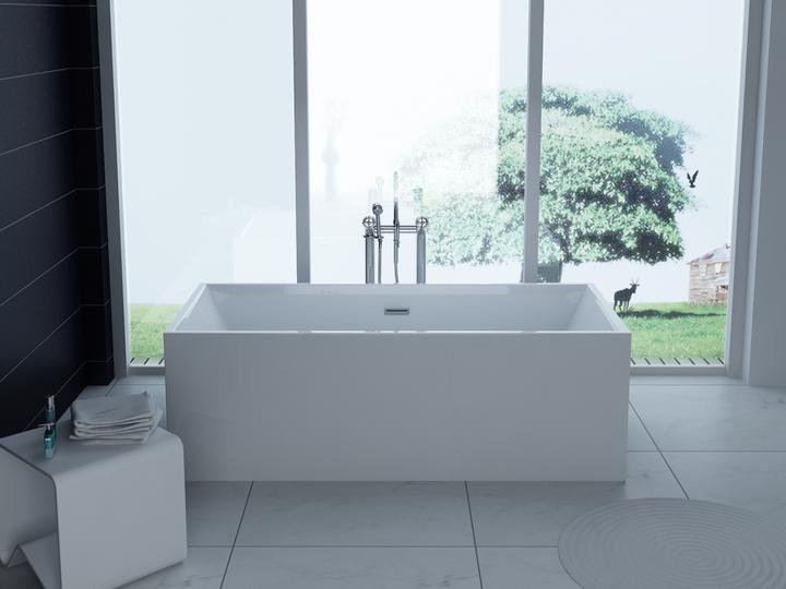 Produktbild PureHaven freistehende Luxus Acryl-Badewanne 170x80 cm elegant inkl. Siphon Überlaufschutz leicht zu (200 l, 80 cm, 170 cm)