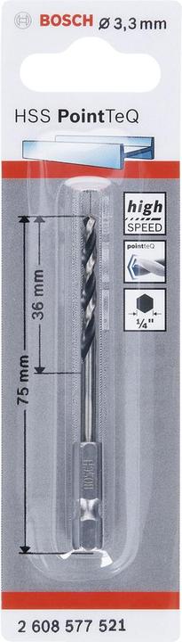 Produktbild Bosch Professional Zubehör HSS PointTeQ Sechskantbohrer 3,3 mm (3.3 mm)
