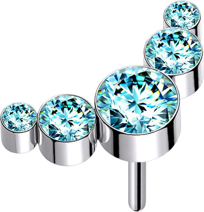 Produktbild Star Piercing Threadless silber fünf Kristalle aqua (ohne Messing, Titan)
