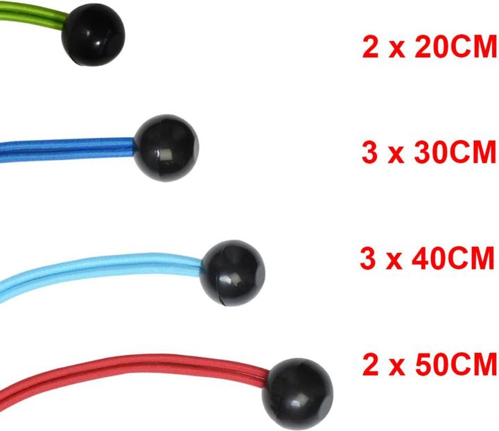 Produktbild Master Lock Minispanner 10er Set Mit Kugelkopf Versch.Längen Und Farben