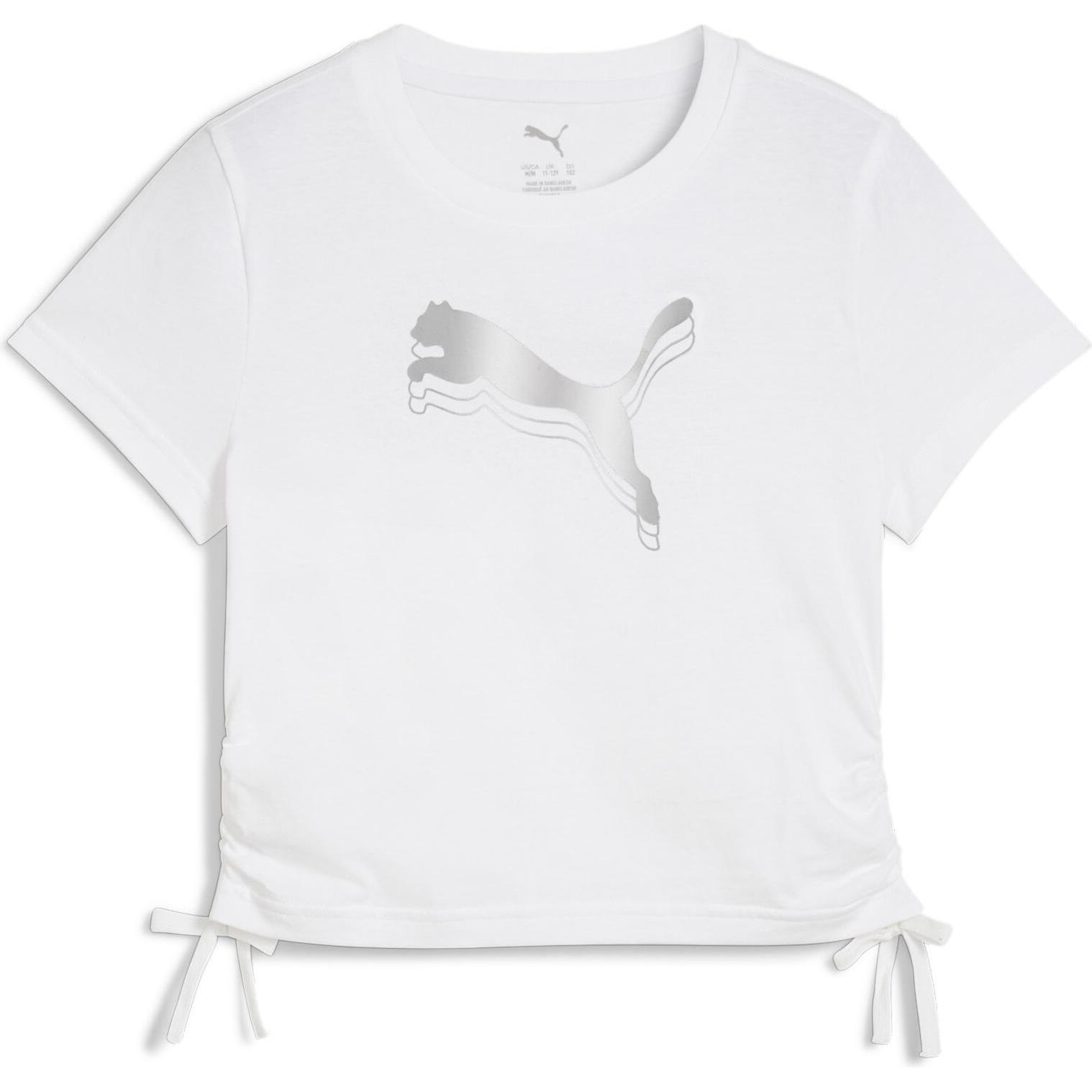 Puma, Mädchen, Sportshirt, ESS METALLIC Knotted Tee G (140), Silber, 140