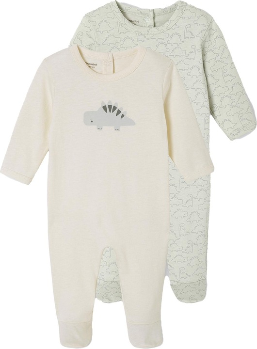 Vertbaudet Bio-Kollektion: 2er-Pack Baby Strampler mit Dinos