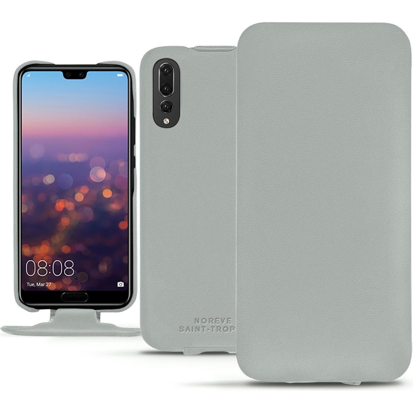 Noreve Lederschutzhülle vertikal (Huawei P20 Pro), Smartphone Hülle, Grau