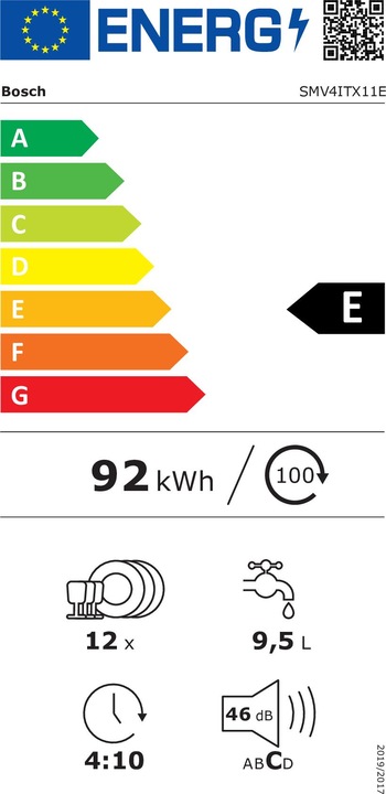 Energy Label Bosch Hausgeräte SMV4ITX11E Built-in dishwasher