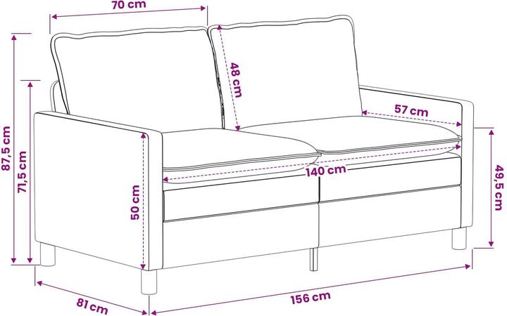 Produktbild vidaXL Modernes Sofa (2-Sitzer)