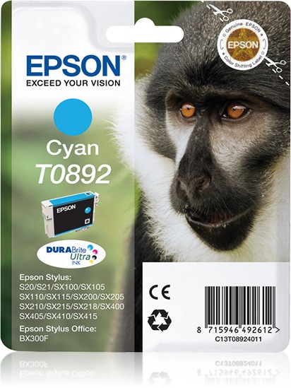 Actual product image Epson Monkey Singlepack T0892 DURABrite Ultra Ink (Y)