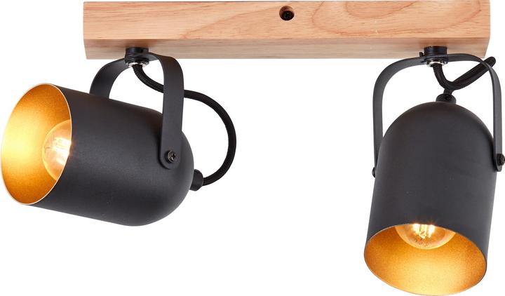 Actual product image Brilliant Tronte Spot Bar 2flg gold/black/wood (E14)