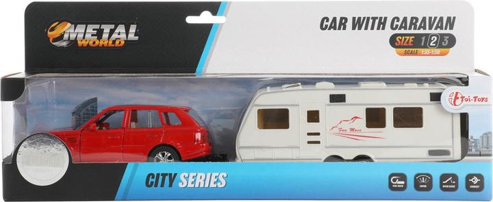 Actual product image Toi-Toys Metal pull-behind trailer with caravan 1:48